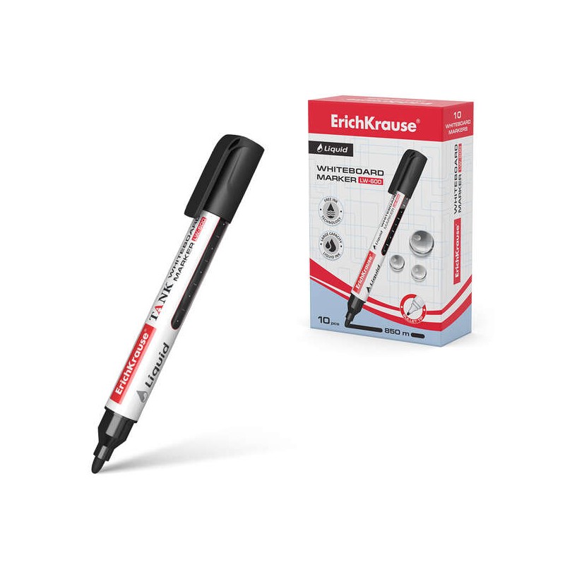 Erichkrause Liquid LW-600 Marcatore per lavagne bianche - Inchiostro liquido a base di alcol - Punta a proiettile - Larg