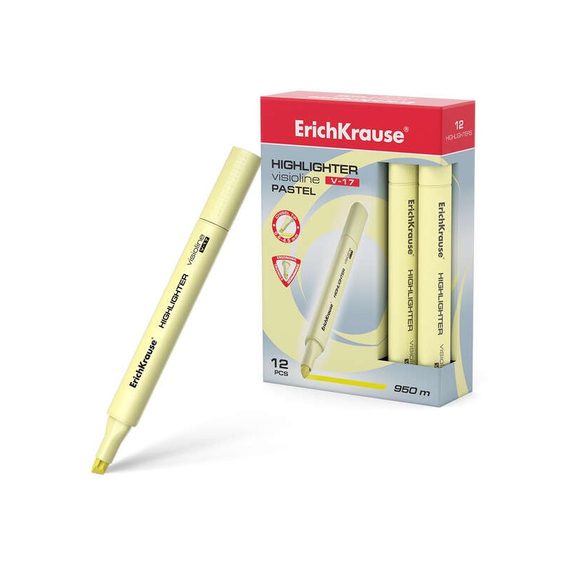 Erichkrause Visioline V-17 Evidenziatore a pastello - Punta smussata - Tratto da 0.6 a 4.5 mm - Inchiostro a base d'acqu