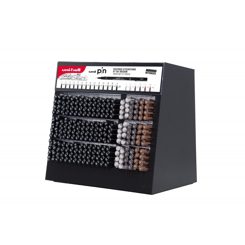 Display Uni-ball Uni Pin da 240 pennarelli calibrati - Punta in poliacetale - Inchiostro pigmentato resistente all'acqua