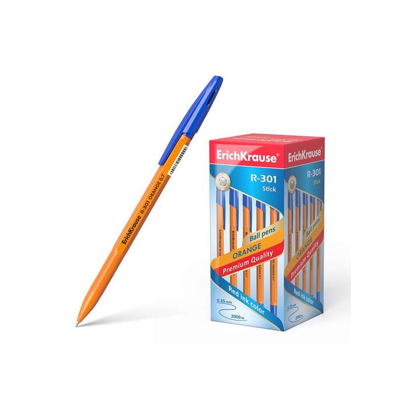 Penna a sfera Erichkrause R-301 Arancione - Pennino 0.7 mm - Tratto 0.35 mm - Cappuccio ventilato - Fusto arancione opac