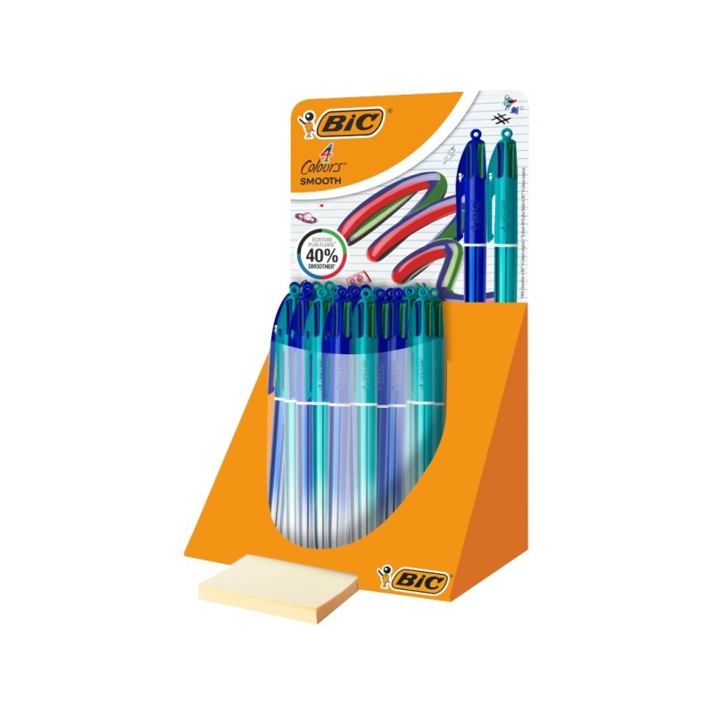 Bic 4 Colori Display Gradiente Liscio di 30 Penne a sfera retraibili - Punta media da 1.0 mm - Scrittura più scorrevole
