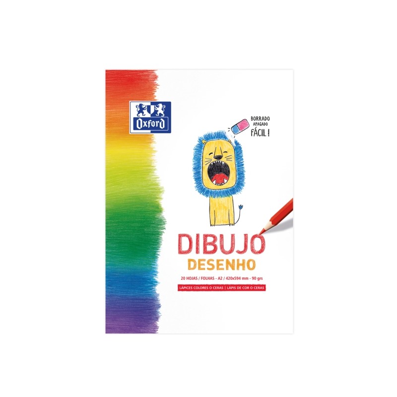 Blocco da disegno Oxford per bambini/tempo libero A2 incollato - Copertina morbida/retro rigido - 20 fogli - 90 gsm