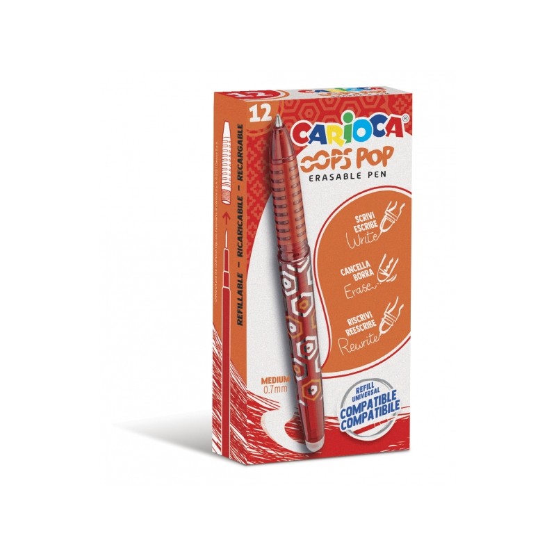 Penna a sfera cancellabile Carioca Oops Pop - Inchiostro termosensibile - Impugnatura testurizzata - Pennino da 0.7 mm -