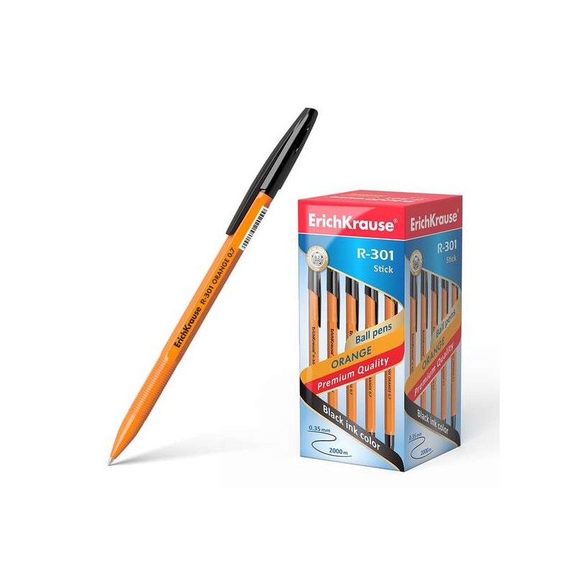 Penna a sfera Erichkrause R-301 arancione - Pennino 0.7 mm - Tratto 0.35 mm - Cappuccio ventilato - Corpo opaco arancion