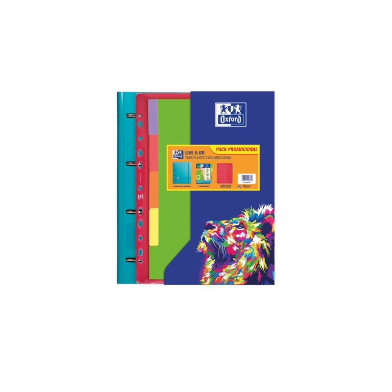 Cartella europea Oxford Live e Go A4+ con griglia 5x5 + divisori + busta a fori multipli - Ideale per organizzare i docu