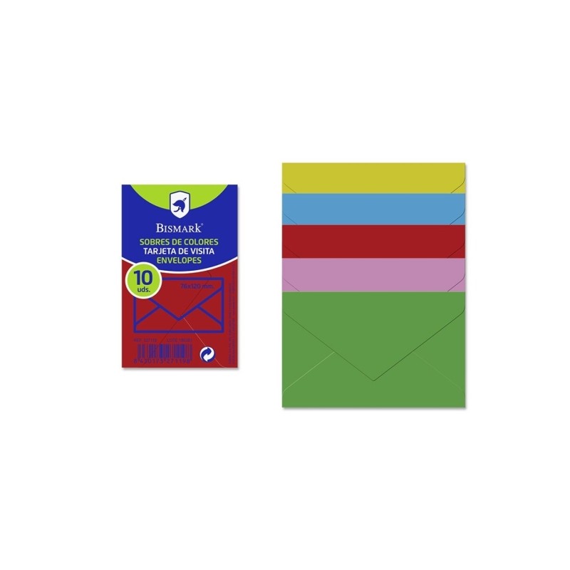 Bismark Confezione da 10 buste di carta - Formato 76x120 mm - Colori assortiti