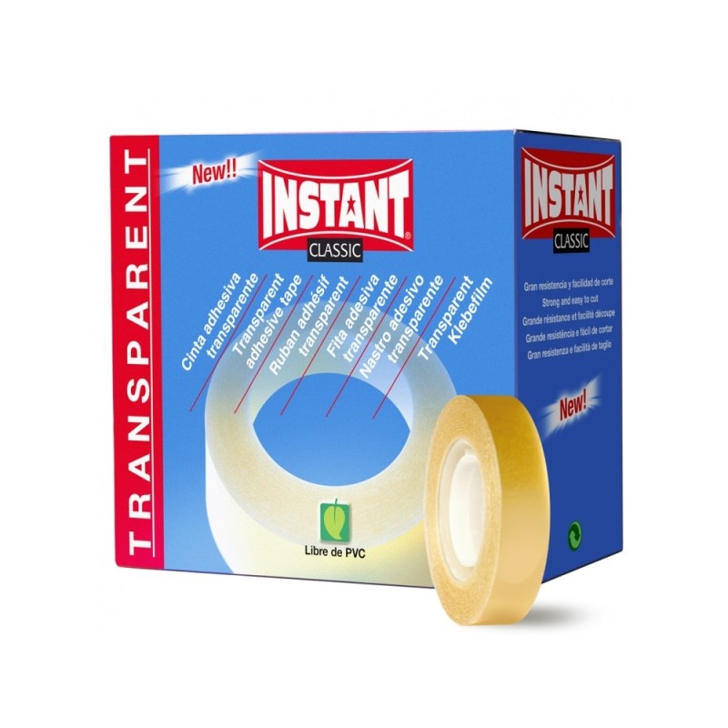 Nastro adesivo trasparente Instant Classic 12mm x 33m - Senza PVC - Trasparente