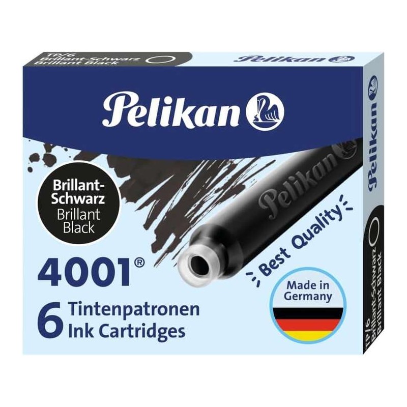 Pelikan 4001 TP/6 Confezione da 6 cartucce - Inchiostro di alta qualità - Compatibile con le penne stilografiche - Colo