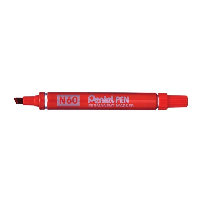Marcatore permanente Pentel Pen N60 - Punta smussata resistente e durevole - Resistente all'acqua e alla luce - Rosso
