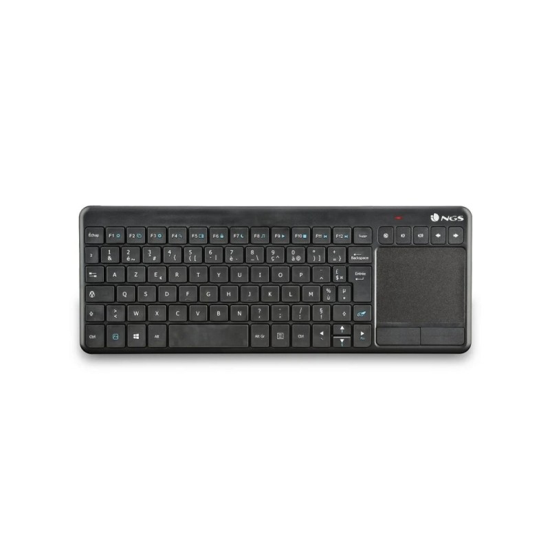 NGS Tastiera multimediale wireless a 2.4 GHz con touchpad e tasti multimediali - Layout francese - Nero
