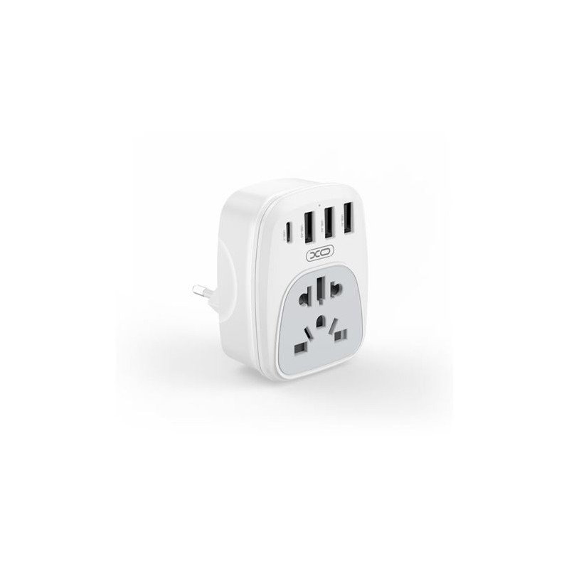 Adattatore a spina internazionale XO - Potenza 2500W - USBx3 + USB-C - Bianco