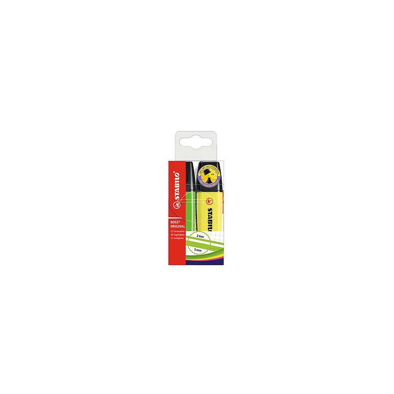 Stabilo Boss 70 Confezione da 2 evidenziatori - Linea da 2 a 5 mm - Ricaricabili - Inchiostro a base d'acqua - Colori as