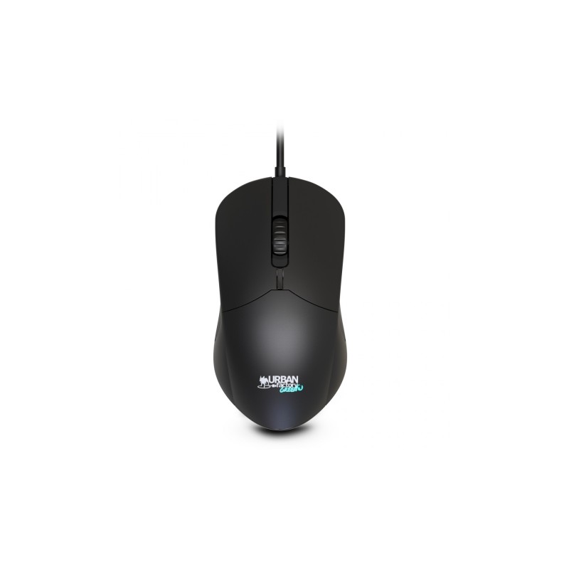 Urban Factory Cyclee Mouse con cavo - 1200 dpi - Connessione USB-A - Adattatore per USB-C - Uso ambidestro - Colore nero