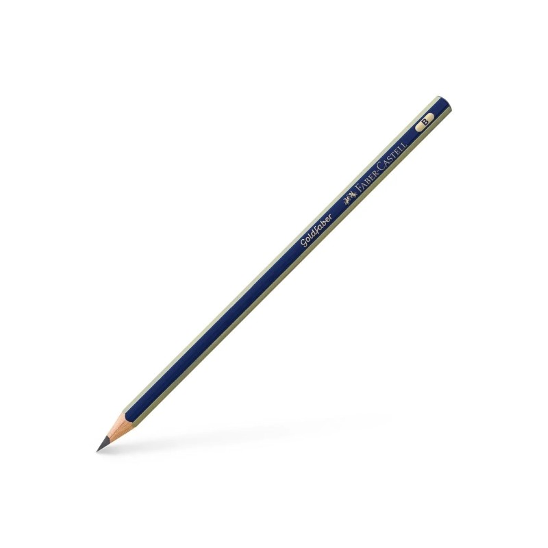 Faber-Castell Goldfaber 1221 Matita di grafite B - Alta qualità - Resistente agli strappi - Corpo blu con strisce dorat