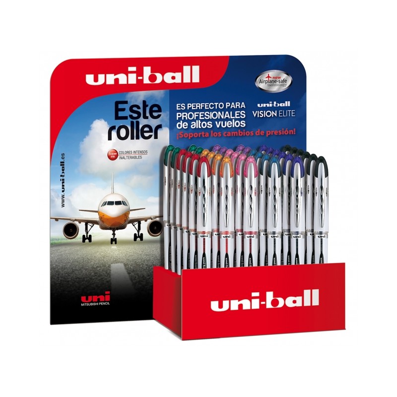 Uni-ball Vision Elite UB-200 Display da 36 Roller a inchiostro liquido - Punta a sfera 0.8 mm - Sistema anti-perdita da 