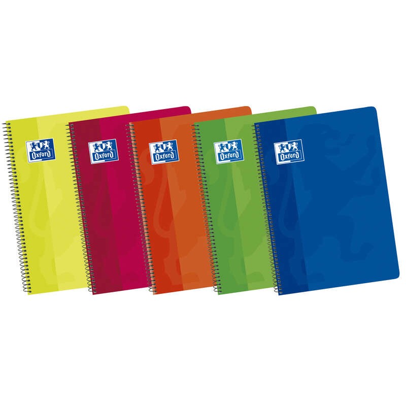 Quaderno a spirale Oxford School Classic Fº Copertina morbida 4x4 - 80 fogli - Colori vivaci - Margine 4x4 - Ideale per