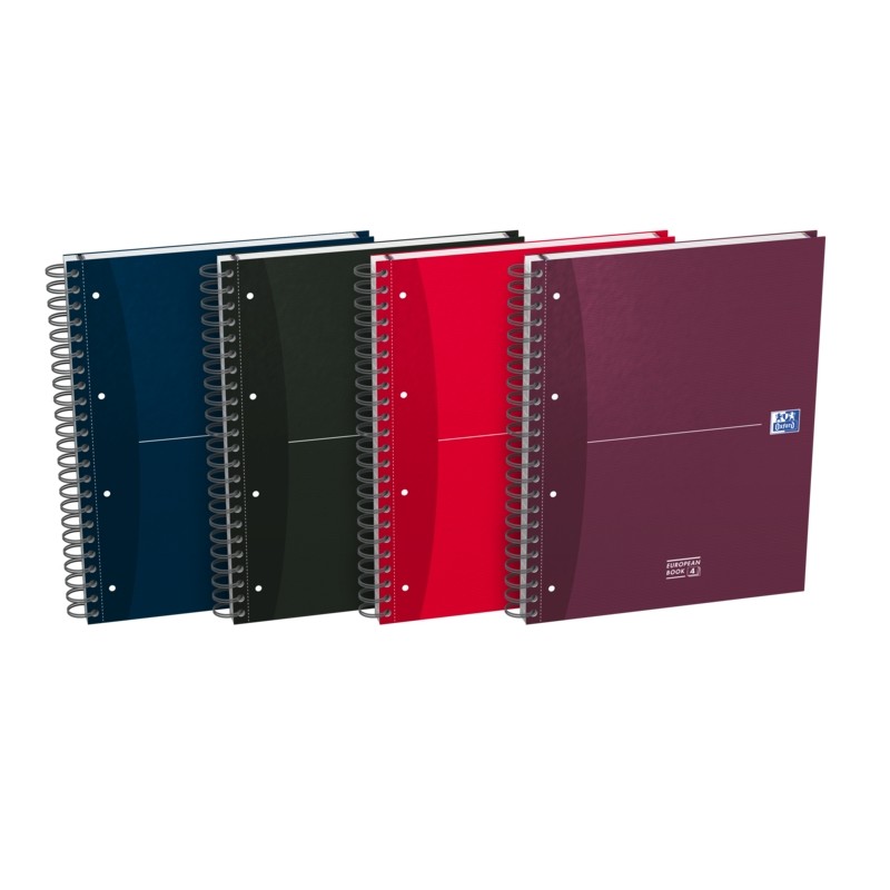 Oxford Office Essentials Europeanbook A4+ cartonato - 120 fogli - Formato 4 5x5 - Colori assortiti