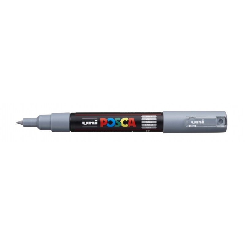 Posca PC-1M Pennarello - Punta conica 0.7 mm - Inchiostro a base d'acqua - Resistente alla luce - Colore grigio