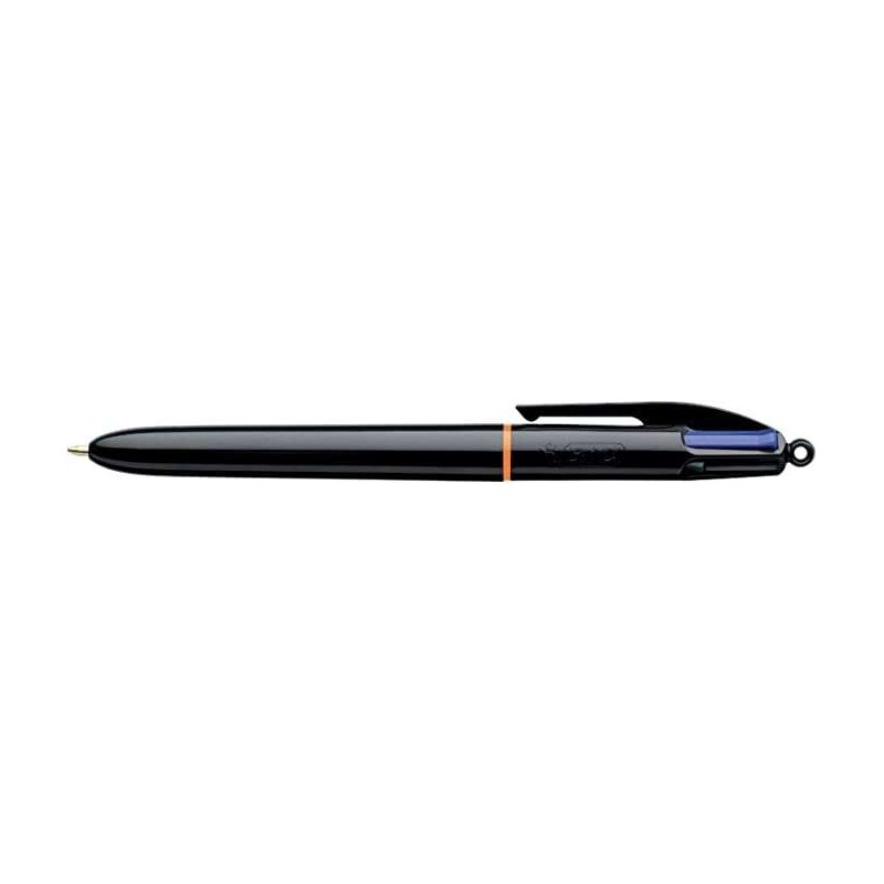 Penna a sfera retrattile Bic 4 Colours Pro - Pennino 1 mm - Tratto 0.4 mm - Inchiostro a base d'olio - Fusto nero - 4 co