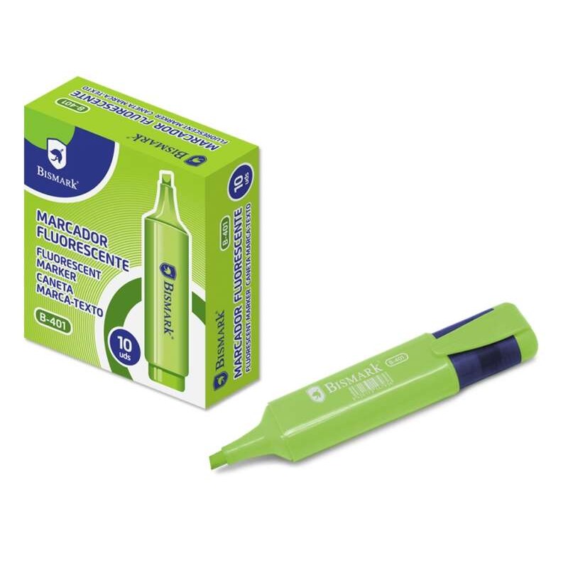 Marcatore fluorescente Bismark - Punta smussata - Clip a cappuccio - Colore verde