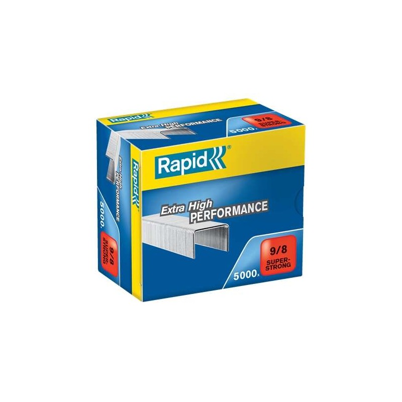 Rapid Super Strong Scatola di 5000 punti metallici da 9/8 - Da 10 a 40 fogli - Filo zincato - Perno da 8 mm - Punti meta