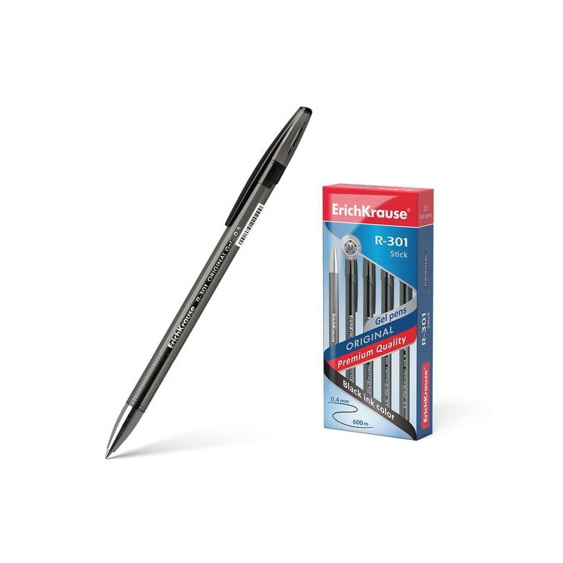 Penna a sfera originale a inchiostro gel Erichkrause R-301 - Pennino 0.5 mm - Linea 0.4 mm - Fusto traslucido colorato -
