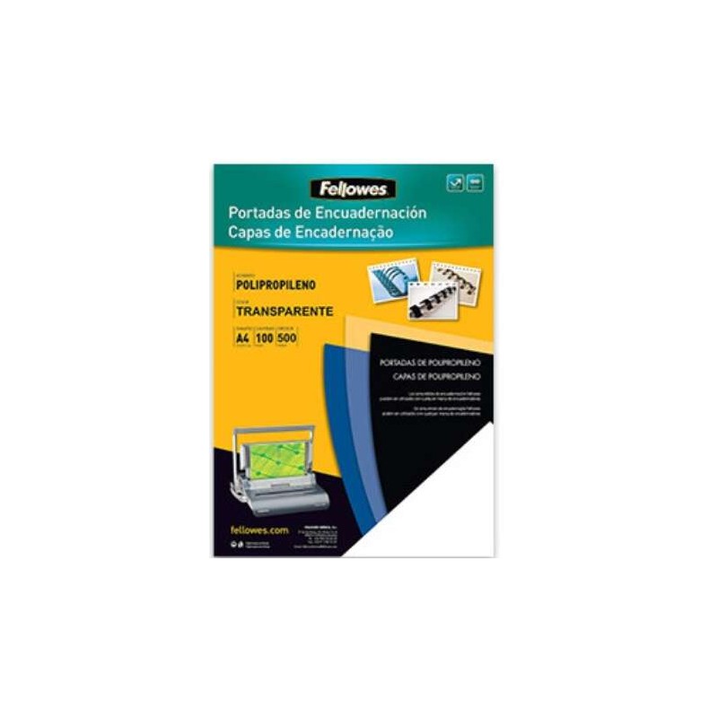 Fellowes Confezione da 100 copertine A4 in polipropilene - 500 Micron - Finitura di qualità - Colore trasparente