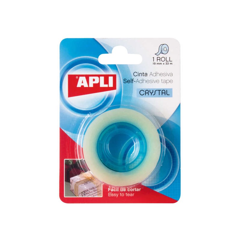 Nastro adesivo Apli Crystal - 19 mm x 33 m - Trasparente e resistente