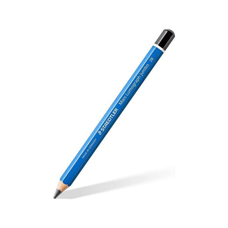 Matita di grafite Staedtler Mars Lumograph Jumbo 100J - Mina 2B - Finitura metallizzata - Diametro mina 5.3 mm circa - L