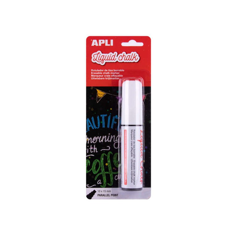 Apli Marcatore a gesso liquido parallelo 10x15 mm bianco - Facile da cancellare con un panno umido - Asciugatura rapida 