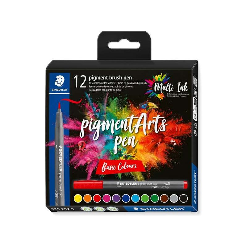 Staedtler 371 Confezione da 12 punte di pennello morbide - Colori vivaci e brillanti - Non ingialliscono nel tempo - Nuo