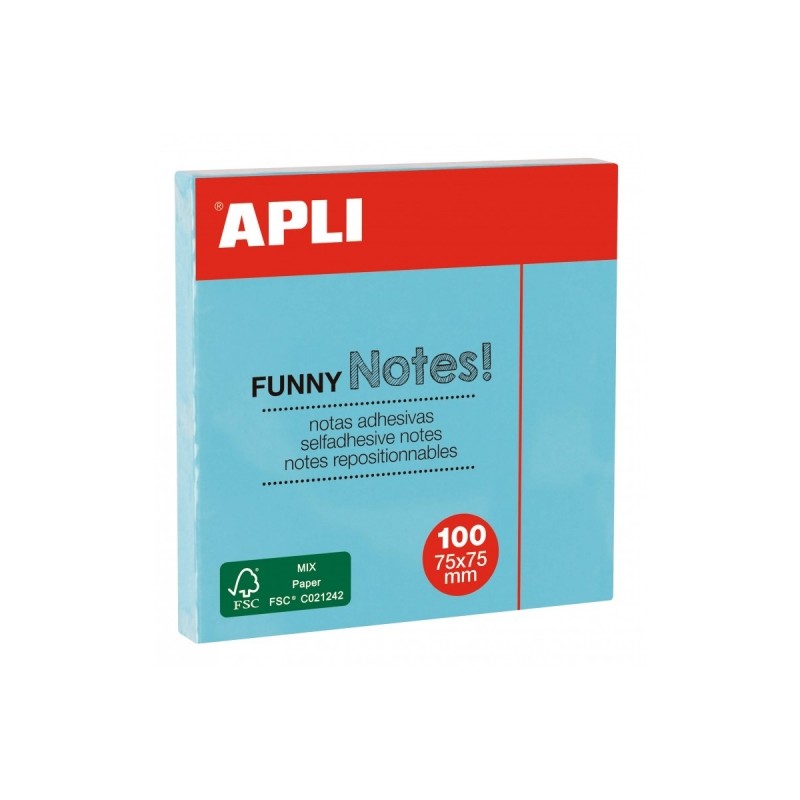 Apli Block notes adesivi - 100 fogli - Carta certificata FSC - Adesivi a base d'acqua - Riposizionabili - Formato classi
