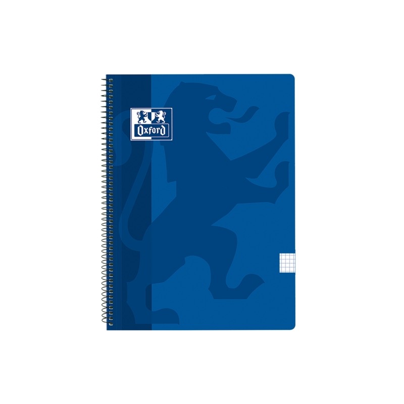 Quaderno a spirale Oxford School Classic Copertina in plastica Quaderno a spirale Folio 4x4 - 80 fogli - Margine - Blu n