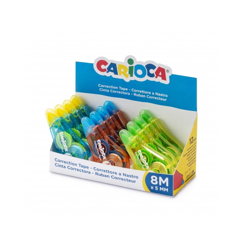 Carioca Tape Display da 12 nastri per correzioni - Copertine - Si può riscrivere immediatamente - Ideale per tutti i ti