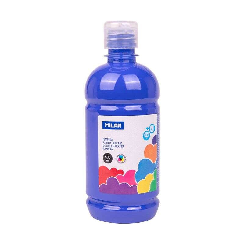 Milano Bottiglia di tempera da 500 ml - Tappo dosatore - Asciugatura rapida - Miscelabile - Colore blu navy