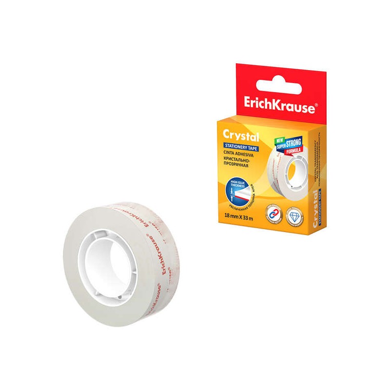Nastro adesivo Erichkrause Crystal - 18mmx33m - trasparente
