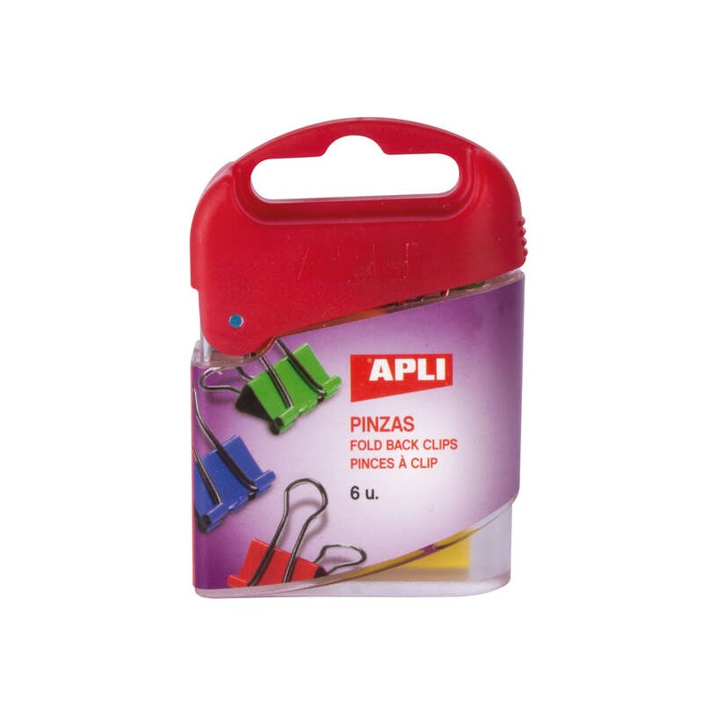 Apli Confezione da 6 morsetti oscillanti da 19 mm - Acciaio temperato - Impugnature nichelate - Regge fino a 50 fogli - 