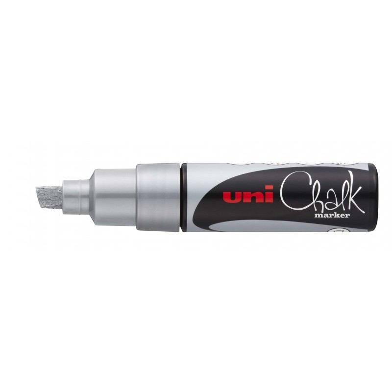 Marcatore a gesso liquido Uni-ball PWE-8K - Punta smussata 8 mm - Cancellazione a umido - Resistente alla pioggia - Colo