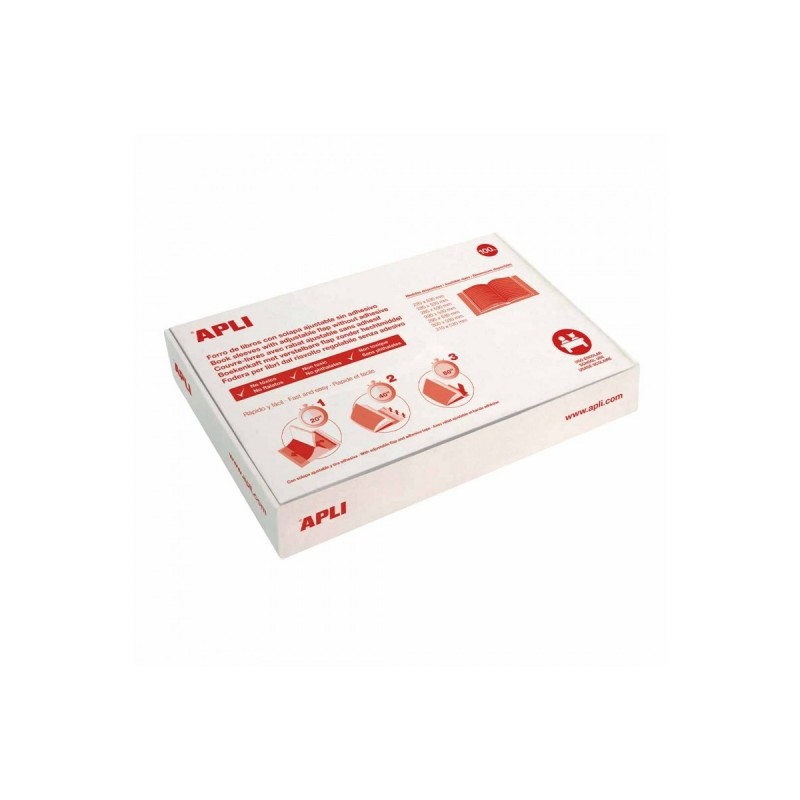 Apli Confezione da 100 copertine per libri 285 mm PVC 130 micron - Lembo autoregolabile - Facile fodera in 3 fasi - Tras