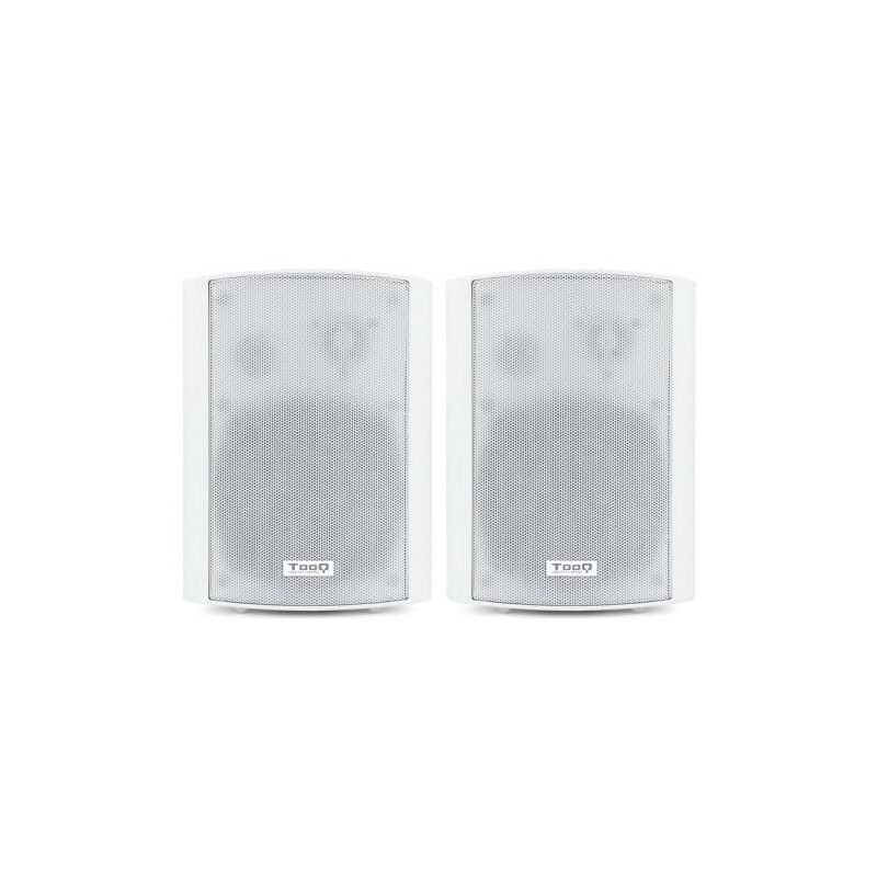 Tooq Altoparlanti da parete autoalimentati 60W - Controllo volume. alti e bassi - Supporto ruotabile di 180° - Bianco