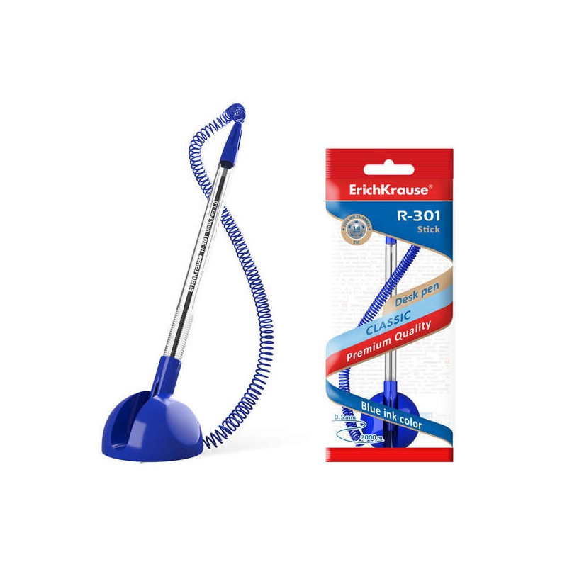 Penna da tavolo R-301 Erichkrause 1.0 - Pennino da 1.0 mm - Inchiostro ad asciugatura rapida - Fusto esagonale trasparen