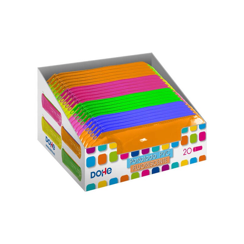 Espositore Dohe con 20 porta stuzzicadenti singoli rotondi - In PVC trasparente fluorescente da 280 micron - Chiusura a 
