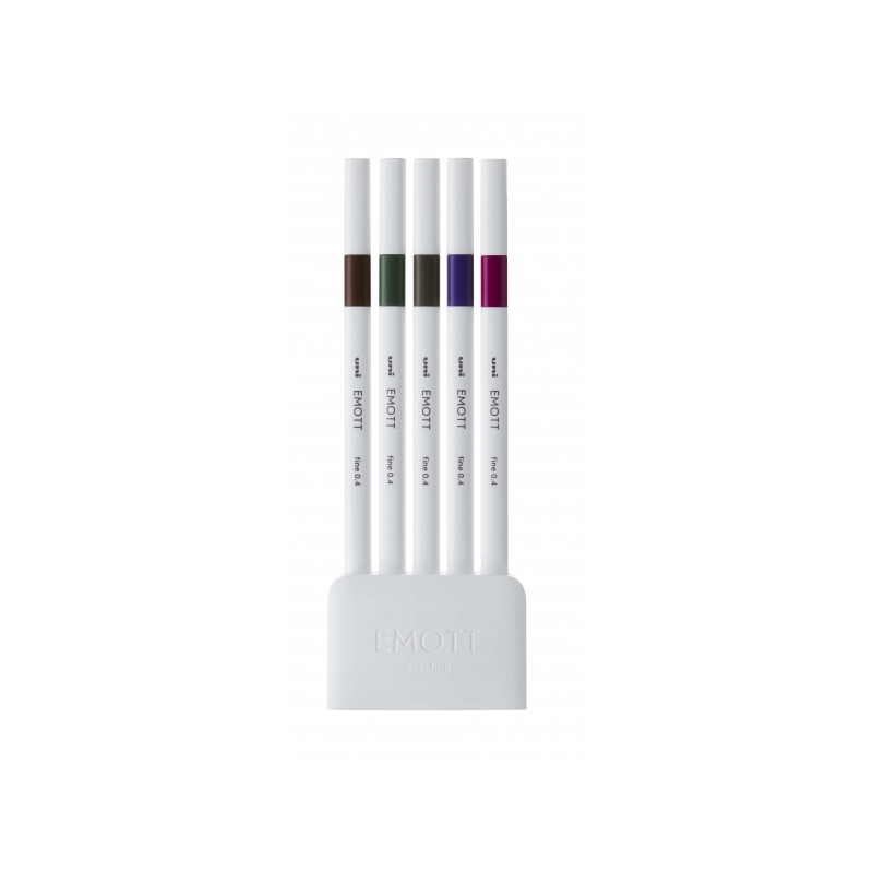 Uni-ball PEM-SY Set Nº3 Emott Vintage Colors Confezione da 5 pennarelli a tratto fine - Punta da 0.4 mm - Inchiostro a 