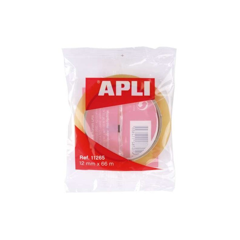 Nastro adesivo trasparente Apli 12 mm x 66 m - Adesione forte - Adesivo senza rumore