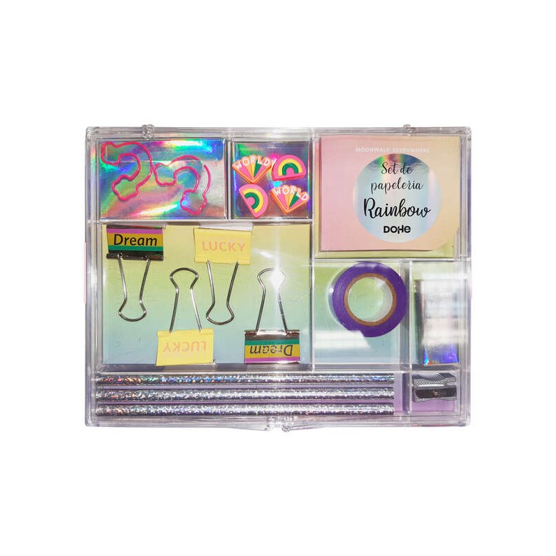Set regalo di cancelleria Dohe - Include blocco note 80 fogli 80x65mm - graffette sagomate 36x28mm - pinzette 32mm - pun
