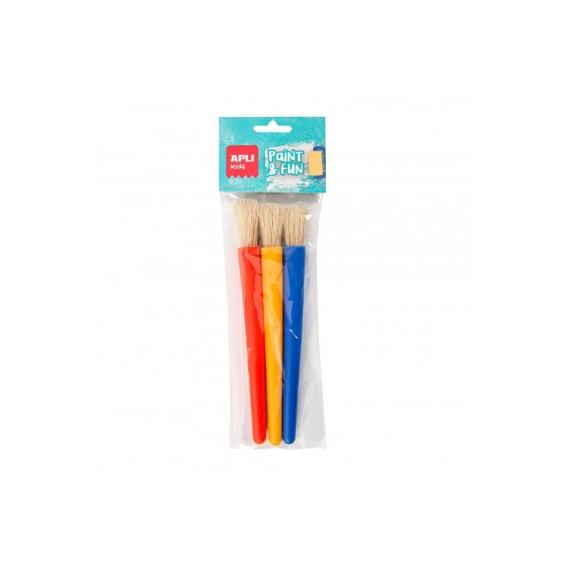 Apli Confezione da 3 pennelli Jumbo per bambini - Punta rotonda - Setole sintetiche - Ideali per lo sviluppo creativo e 