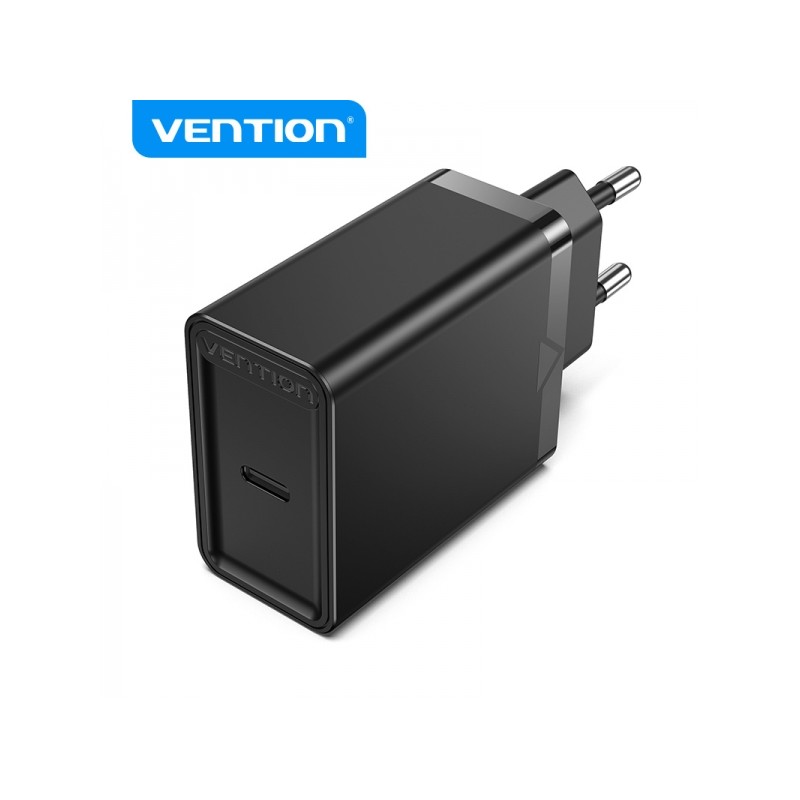 Vention Caricatore da parete USB-C 3A PD20W USB-C - Ricarica rapida - Nero