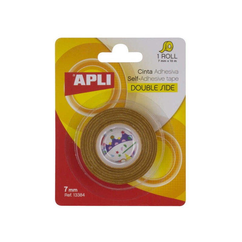 Nastro biadesivo Apli 7mm x 10m - Facile da tagliare e applicare - Adesione forte e duratura - Trasparente Trasparente