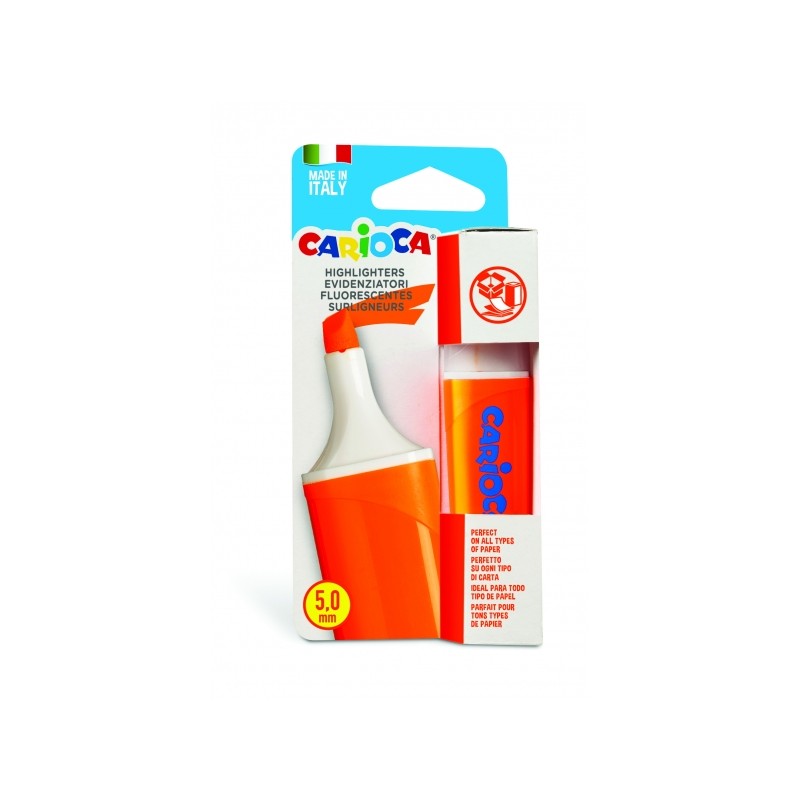 Evidenziatore Carioca Memolight - Punta smussata da 5 mm - Colore lucido e lavabile - Inchiostro a base d'acqua - Colore