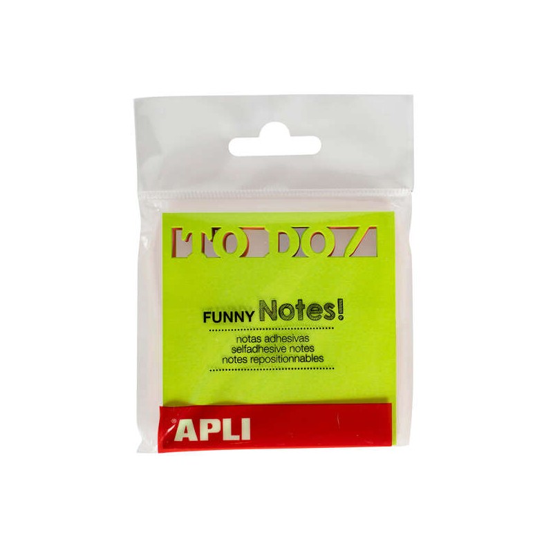 Apli Pad di 75 note adesive fustellate 75x75 mm - Ideali per organizzare le attività - 3 colori fluorescenti assortiti